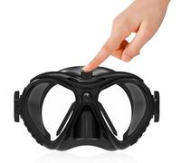 Khroom Novedad del mundo: gafas de buceo para adultos con función de limpiaparabrisas, antivaho con protección nasal, color negro, máscara de natación y gafas de snorkeling, sin tirones por la banda