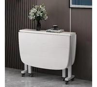 KHSASDDC Mesa de Comedor Plegable Ahorro de Espacio Hoja Abatible Rectangular de Madera con Ruedas Móviles Ajustable Diseño de Borde Redondo de Mariposa(A,100 * 60cm)