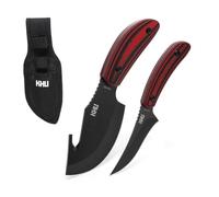 KHU 2pcs 420HC Acero Cuchillo Caza Cuchillo Hoja Fija, Cuchillo Supervivencia con funda Cuchillo Bushcraft Mango de G10, Outdoor Cuchillo de cocina Camping pesca senderismo Accesorios - 33A