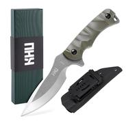 KHU Cuchillo Hoja Fija, Cuchillo Supervivencia Cuchillo Caza Cuchillo Bushcraft 440C Acero Mango de Nylon Plástico, Outdoor Caza Camping Accesorios - Funda Kydex - 28A