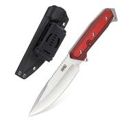 KHU D2 Acero Cuchillo Caza Cuchillo Hoja Fija, Cuchillo Supervivencia con funda Kydex Cuchillo Bushcraft Mango de G10, Outdoor Camping pesca senderismo Accesorios - 31A