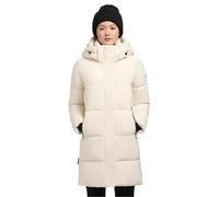 khujo Abrigo largo y cálido para mujer con capucha desmontable y tira magnética Haya Matt-YM XS-XXL, algodón blanco, L