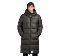 khujo Earl-YM S-XXL - Abrigo de invierno para hombre, largo con capucha y correas de mochila integradas (extraíbles), verde oscuro, M