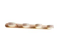 KHUKHU Aplique De Pared Apliques De Pared LED De 2 Luces Aplique De Pared De Travertino Wabi-Sabi Lámpara De Pared Con Base De Madera Maciza For Tocador De Baño Giratorias De 180°(Wood,4-light)