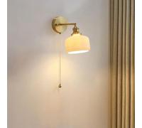 KhUkhu Aplique De Pared De Cerámica Lámpara De Pared Ajustable para Interiores Linternas De Pared De Latón Interruptor De Cable De Tracción Lámpara De Pared E27 Accesorio De Iluminación Decorativo