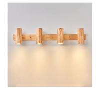 KHUKHU Aplique De Pared De Madera Ajustable Con Riel De Madera Lámpara De Techo Moderna for Baño LED, Lámpara De Pared Rectangular Larga Giratoria De 21 W / 28 W for Dormitorio, Pasillo(3000K,4Head)