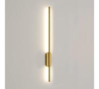 KhUkhu Aplique De Pared De Tira De Metal Ultrafino con Acabado Dorado, Apliques De Pared De Tubo Largo De Aluminio con Pantalla Acrílica, Lámpara De Pared LED Moderna, Apliques De,White Light,60CM