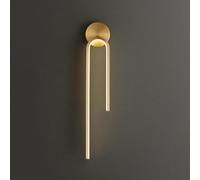 KhUkhu Aplique De Pared De Tubo Largo LED Negro para Interiores, Aplique De Pared Moderno De Latón para Pasillo, Entrada, Barra, Lámpara De Pared Lineal De Oro Cepillado para Dormitorio,Gold Left