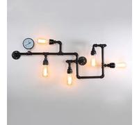KhUkhu Aplique De Pared Industrial, Aplique De Pared con Tubería De Agua, Lámpara De Pared Steampunk, Apliques De 5 Vías, Accesorio De Iluminación De Pared, Lámparas De Pared Retro con Cableado para