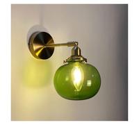 KHUKHU Aplique De Pared Industrial Vintage Estilo Rústico De Granja, Lámparas De Pared For Mesita De Noche Con Vidrio Ámbar, Azul Y Verde, Luminaria De Pared For Tocador De Baño, Dormitorio(Green)