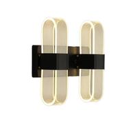 KhUkhu Aplique De Pared Interior LED De Tres Colores, Cabezal Simple De 12 W, Cabezal Doble De 24 W, Luz Acrílica Moderna para Dormitorio, Sala De Estar, Baño, Pasillo,Negro,2