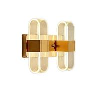 KhUkhu Aplique De Pared Interior LED De Tres Colores, Cabezal Simple De 12 W, Cabezal Doble De 24 W, Luz Acrílica Moderna para Dormitorio, Sala De Estar, Baño, Pasillo,Oro,2