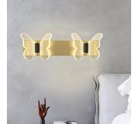 KhUkhu Aplique De Pared LED De Tres Tonos con Forma De Mariposa para Interiores, Aplique De Pared Acrílico Moderno De 12 W para Dormitorio, Sala De Estar Y Pasillo,Double