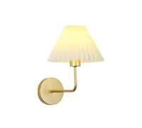 KhUkhu Aplique De Pared LED Dorado con Pantalla De Tela Plisada Y Bombilla Regulable, Lámpara De Pared Negra para Cabecera De Dormitorio,Oro