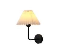 KhUkhu Aplique De Pared LED Dorado con Pantalla De Tela Plisada Y Bombilla Regulable, Lámpara De Pared Negra para Cabecera De Dormitorio,Negro