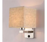 KHUKHU Apliques De Pared De Tela Rústica Apliques De Pared De Metal Cromado Con Pantalla De Tela De Lino Lámparas De Pared De Tocador De Baño For Pasillo Dormitorio Sala De Estar Baño(D,With switch)