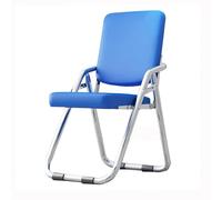 KhUkhu Asiento Acolchado De Cuero Sintético, Silla Plegable Portátil De Metal con Respaldo, Cómoda Silla De Comedor, Taburete Plegable, Uso En La Oficina Y El Hogar, Plegable Y Portátil,Azul