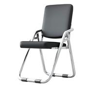 KhUkhu Asiento Acolchado De Cuero Sintético, Silla Plegable Portátil De Metal con Respaldo, Cómoda Silla De Comedor, Taburete Plegable, Uso En La Oficina Y El Hogar, Plegable Y Portátil,Negro
