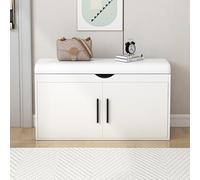 KHUKHU Banco Zapatero con Tapa Abatible, Organizador De Zapatos De 2 Niveles, Zapatero De Madera For Entrada Y Sala De Estar.(A,60x32x42cm)