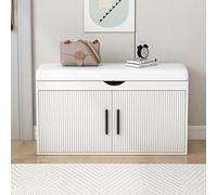 KHUKHU Banco Zapatero con Tapa Abatible, Organizador De Zapatos De 2 Niveles, Zapatero De Madera For Entrada Y Sala De Estar.(B,80x32x42cm)