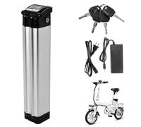 KHUKHU Batería de Bicicleta eléctrica de 48 V, 36 V, 21 Ah, Carcasa de Aluminio Plateado de Litio for Bicicletas eléctricas de montaña Plegables de 200 W a 800 W.(36V21ah with Charger)