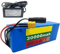 KHUKHU Batería de Litio de 36 V y 30 Ah for Bicicleta eléctrica con Cargador: configuración 10S3P for un Rendimiento y una Potencia fiables.(XT30)