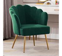 KHUKHU Cómoda Silla tapizada de Terciopelo, tocador con Respaldo, Escritorio de recepción con Patas de Metal Dorado, for Sala de Estar y Dormitorio.(Green)