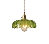 KhUkhu E27 Lámpara Colgante De Hoja De Loto Lámpara Colgante Vintage Lámpara Colgante De Vidrio Lámpara Industrial Lámpara Colgante De Techo para Loft Cafetería Isla De Cocina con Pantalla Verde,1
