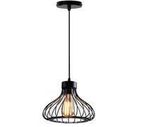 KhUkhu E27 Luces Colgantes Industriales Vintage Modernas Lámpara Colgante De Jaula De Arte De Hierro Iluminación De Techo, Lámparas Empotradas Iluminación Interior Lámpara Negra para Cocina, Bar,A