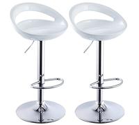 KHUKHU Juego de 2 taburetes de Bar ABS Blancos, Ajustables y giratorios, 2 Piezas for Isla de Cocina o Pub.(White)