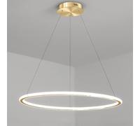 KhUkhu Lámpara Colgante De Anillo LED Moderna, Luz Colgante De Halo con Control Remoto, Iluminación Colgante Circular Minimalista Regulable para Sala De Estar, Comedor, Dormitorio, Café,Oro,40cm