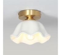 KhUkhu Lámpara Colgante De Cerámica con Pantalla De Flor Color Crema para Pasillo, Pasillo, Guardarropa, Luces LED De Un Solo Cabezal E27,Warm