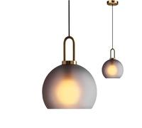 KHUKHU Lámpara Colgante De Cristal Esférico Gris Esmerilado De 200 Mm, Globo De Cristal Gris Esmerilado Con Lámpara Colgante Con Casquillo De Latón For Isla De Cocina