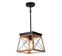 KhUkhu Lámpara Colgante De Granja, Lámpara Colgante De Altura Ajustable, Jaula De Metal Industrial, Lámpara Colgante Rústica, Lámpara Retero Vintage para Loft, Cocina, Isla, Cafetería