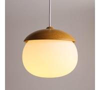 KhUkhu Lámpara Colgante De Madera Nórdica, Lámpara Colgante De Vidrio Blanco, Lámpara De Techo En Miniatura, Lámparas Colgantes Geométricas E27, Luces Colgantes para Cocina, Isla, Comedor,C