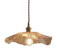 KHUKHU Lámpara Colgante De Vidrio Ámbar Lámpara Colgante De Isla De Cocina Lámpara Colgante Dorada Pantalla Redonda Ámbar 1 Luz Art Deco Luces Colgantes De Techo De Mediados De Siglo(Amber)