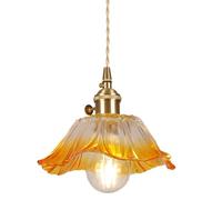 KHUKHU Lámpara Colgante De Vidrio Ámbar Lámpara Colgante De Isla De Cocina Lámpara Colgante Dorada Pantalla Redonda Ámbar 1 Luz Art Deco Luces Colgantes De Techo De Mediados De Siglo(Amber-M)