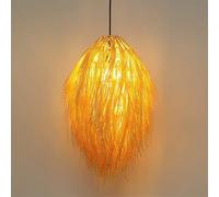 KhUkhu Lámpara Colgante Estilo Rural Retro E27, Lámpara Colgante, Pantalla De Luz, Mimbre, Bambú, Ratán, Tejido A Mano, Restaurante, Pasillo, Barra, Lámpara De Pared