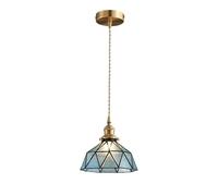 KhUkhu Lámpara Colgante, Lámpara Colgante con Cable, Vidrieras Azules, Decoración Interior O Lámpara De Araña para Cocina, Isla, Comedor,Azul