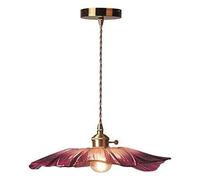 KHUKHU Lámpara De Araña De Cristal Con Forma De Hoja De Loto, Soporte De Lámpara De Latón, Mesa De Comedor Retro, Luces Colgantes, Pantalla De Cristal Tipo Flor, Luz De Techo E27, Cocina, Zona Rural