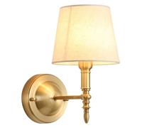 KHUKHU Lámpara De Pared Brazo De Latón Cálido Con Pantalla De Tambor Blanca Luz De Pared Con Cable Duro Decoración De Cabecera De Pasillo Apliques De Pared Soporte E14 Luz Europea For Dormitorio Sala