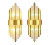 KHUKHU Lámpara De Pared De Cristal Moderna Con Atenuación De 3 Colores, Elegante Aplique Dorado For Dormitorio, Sala De Estar Y Pasillo(Gold,60cm)