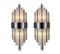 KHUKHU Lámpara De Pared De Cristal Moderna Con Atenuación De 3 Colores, Elegante Aplique Dorado For Dormitorio, Sala De Estar Y Pasillo(D,60cm)