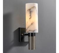 KhUkhu Lámpara De Pared De Mármol Minimalista Moderna, Aplique De Pared De Latón Blanco, Negro Y Dorado, Lámpara De Pared De Pasillo Lineal De Mediados De Siglo, Lámpara De Tocador Larga para Baño