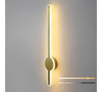 KhUkhu Lámpara De Pared Interior Regulable LED, Aplique De Tira Larga, Luces De Pared Arriba Y Abajo, Brillo Ajustable, Luces De Tira Modernas, Aluminio,Oro,60CM 26W