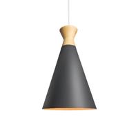 KhUkhu Lámpara De Techo con Diseño De Madera Nórdica, Lámpara De Techo con Forma De Cono De Metal, Accesorios De Iluminación Colgantes Individuales,Negro,Three Colors Light