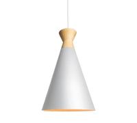 KhUkhu Lámpara De Techo con Diseño De Madera Nórdica, Lámpara De Techo con Forma De Cono De Metal, Accesorios De Iluminación Colgantes Individuales,Blanca,Three Colors Light