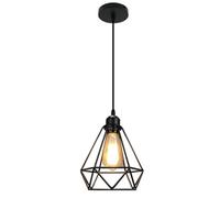 KhUkhu Lámpara De Techo con Iluminación Interior E27, Lámpara Colgante Vintage Industrial, Lámpara Colgante De Metal Negro con Jaula De Hierro para Pasillo, Porche Y Dormitorio,F