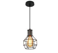 KhUkhu Lámpara De Techo con Iluminación Interior E27, Lámpara Colgante Vintage Industrial, Lámpara Colgante De Metal Negro con Jaula De Hierro para Pasillo, Porche Y Dormitorio,H