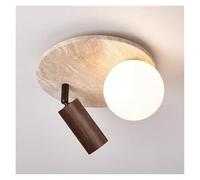 KHUKHU Lámpara De Techo For Pasillo De Travertino Amarillo Natural Estilo Wabi Sabi Japonés, Lámpara De Montaje Empotrada For Dormitorio De Cristal De Leche Nórdico Moderno, Lámpara De Cocina(Walnut)